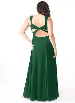 Azazie Nahrin Bridesmaid Dresses Dark Green A-Line V-Neck Pleated Chiffon Dress image8