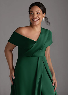 Azazie Milton Kleider für die Brautmutter A-Linie Plissee Stretch-Satin Kleid Dunkelgrün image13