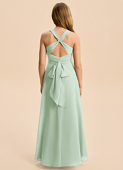 Azazie Kirsten Junior Agave A-Line Pleated Chiffon Dress image2