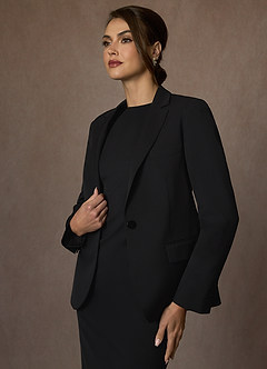 front Charlotte Black Refined Weave Jacket and Dress Suit Set