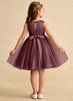 Azazie Prima Robe Demoiselle D'honneur Fillette Robe Trapèze en Tulle Arc Sangria image2