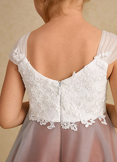 Azazie Momo Flower Girl Dresses Ivory Burnt Orange A-Line Lace Dress image7