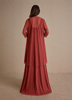 Azazie Clinton Mother of the Bride Dresses Rust A-Line Pleated Mesh Dress image3