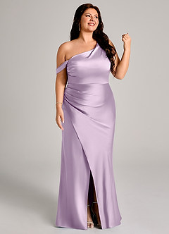 Azazie Madelyn Brudtärnklänningar Klä av Sjöjungfru i Stretch Satin Ena axeln Frostad Lila Konvertibel image13