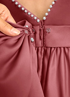 Azazie Dumpling Flower Girl Klänningar Klä A-Line i Matt satäng Rosett image7