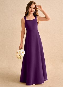 Azazie Makani Girls Formal Flower Girl Dresses Grape A-Line Sweetheart Neckline Chiffon Dress image4