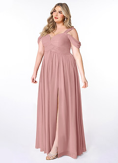 Azazie Lianne Bridesmaid Dresses Dusty Rose A-Line Off the Shoulder Chiffon Dress image10