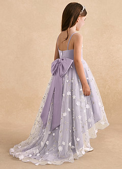 Azazie Celia vestidos de niña de las flores Vestido Lila Esmerilada de Tul de Línea A con Tirantes finos image4