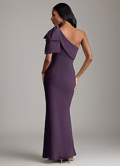 Azazie Yuanna Bridesmaid Dresses Plum Mermaid One Shoulder Chiffon Dress image6