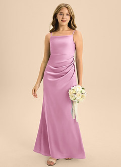 Azazie Renna Junior Meerjungfrau-Linie Plissee Stretch-Satin Kleid Bonbonrosa image3