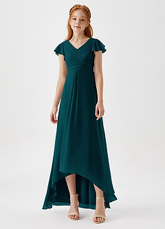 Azazie Breanne Junior Pine A-Line Chiffon Dress image4