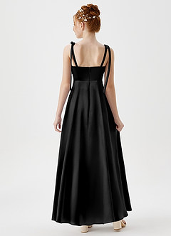 Azazie Rosey Junior Black A-Line Sweetheart Neckline Metallic Satin Dress image2