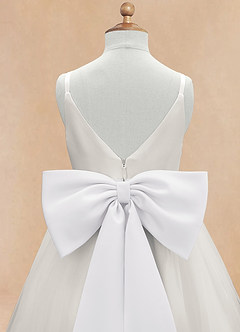 Azazie Lea Flower Girl Dresses White A-Line Spaghetti Strap Tulle Dress image12