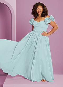 Barbie ♥ Azazie Bridesmaid Dresses Mist A-Line Off the Shoulder Chiffon Convertible Dress image7