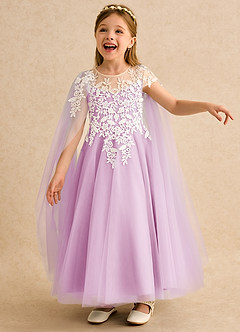 Azazie Dandelion Flower Girl Dresses Candy Pink Ball-Gown Lace Dress image1