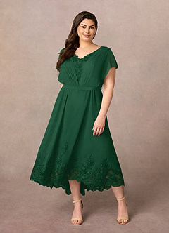 Azazie Palana Mother of the Bride Dresses Dark Green A-Line Lace Chiffon Dress image6