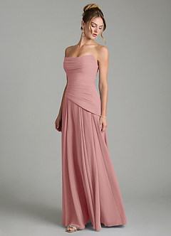 Azazie Gabriela Abiti da Damigella Abito A-Line in Chiffon Corsetto Rosa Polverosa image6