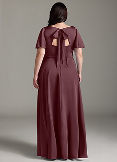 Azazie Kimber Bridesmaid Dresses Sangria A-Line Ruched Stretch Satin Dress image8