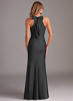 Azazie Doretta Bridesmaid Dresses Black Mermaid Pleated Stretch Satin Dress image2