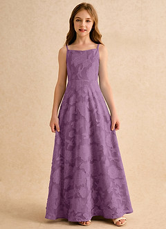 Azazie Jaella Girls Formal Flower Girl Klänningar Klänning A-Line i Blommig Utbrändhet Plisserad image3
