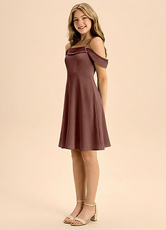 Azazie Anselie Junior Vestido de Expresado de Satén Elástico de Corte en A con Plisado image4