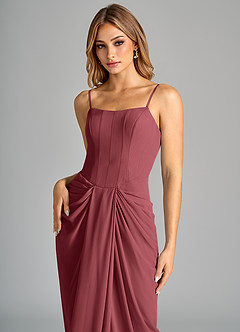 Azazie Anaïs Bridesmaid Dresses Merlot Sheath Strapless Chiffon Dress image7