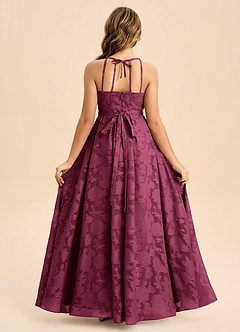Azazie Arianthe Junior Mulberry A-Line Pleated Floral Burnout Dress image2