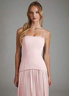 Azazie Alex Robes de demoiselle d'honneur Robe Trapèze en Mousseline de soie Corset Rose Pâle image7