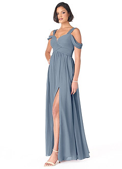 Azazie Lianne Bridesmaid Dresses Twilight A-Line Off the Shoulder Chiffon Dress image3