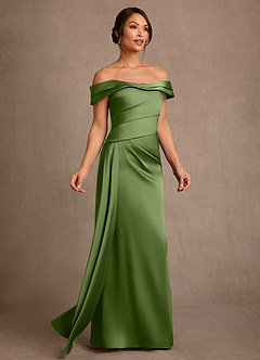 Azazie Beah Mère de la mariée Robes Robe Fourreau en Satin extensible Épaule décolletée Genévrier image2