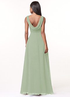 Azazie Karina Bridesmaid Dresses Dusty Sage A-Line Pleated Chiffon Dress image2