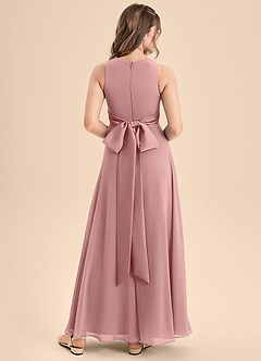 Azazie Lilenne Junior Robe Trapèze en Mousseline de soie Arc Rose Poussiéreuse image2