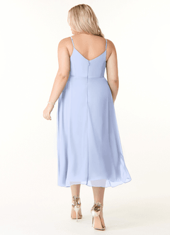 Azazie Clarissa Brautjungfernkleider A-Linie V-Hals Chiffon Kleid Eis image8