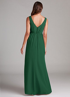 Azazie Tanicia Abiti da Damigella Abito A-Line in Chiffon Plissettato Verde Scuro image7