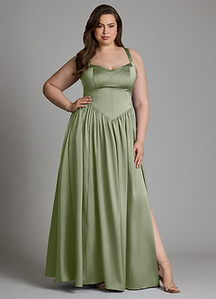 Azazie Francis Brautjungfernkleider A-Linie Korsett Stretch-Satin Kleid Pistazie image12