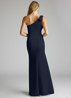 Azazie Rinna Brautjungfernkleider Meerjungfrau-Linie One-Shoulder Stretch-Krepp Kleid Dunkelmarine image4