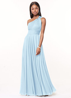 Azazie Charlize Robes de demoiselle d'honneur Robe Trapèze en Maille Ue épaule Bleu Ciel image1