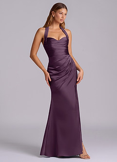 Azazie Destiny At-home Try On Dresses Sangria Mermaid Sweetheart Neckline Stretch Satin Dress image3