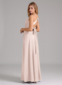 Azazie Evalleen Bridesmaid Dresses Blushing Pink A-Line Pleated Stretch Satin Dress image7
