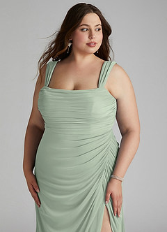 Azazie Jesaphine Bridesmaid Dresses Dusty Sage Sheath Ruched Mesh Dress image11