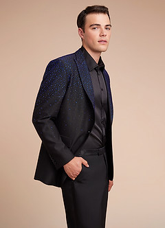 front Victor Negro Chaqueta de esmoquin con pedrería