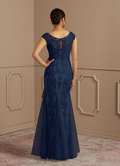 Azazie Melena Mère de la mariée Robes Robe Sirène en Tulle Dentelle Bleu Marine Foncé image4