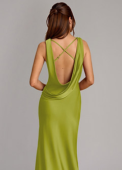 Azazie Cheryl Vestidos de damas de honor Vestido de Hierba De Limón de Satén Elástico de Corte Sirena image2