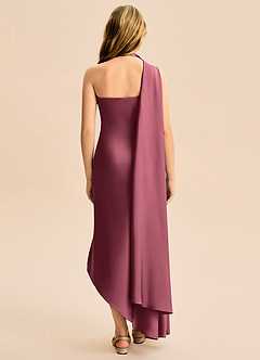 Azazie Briony Junior Etui Plissee Stretch-Satin Kleid Merlot image2