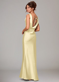 Azazie Rylina Bridesmaid Dresses Lemon Sorbet Mermaid Stretch Satin Dress image4