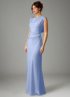 Azazie Kieryn Bridesmaid Dresses Ice Mermaid Pleated Stretch Satin Dress image5
