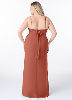 Azazie Mai Bridesmaid Dresses Clay Sheath Pleated Chiffon Dress image8