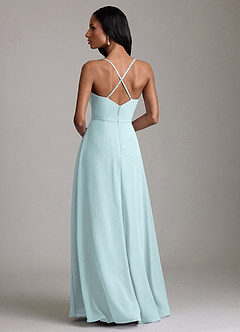 Azazie Naeem Bridesmaid Dresses Mist A-Line V-Neck Ruffle Chiffon Dress image2