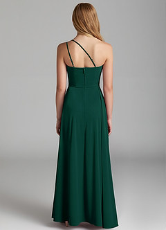 Azazie Maron Junior Emerald A-Line Pleated Stretch Satin Dress image4