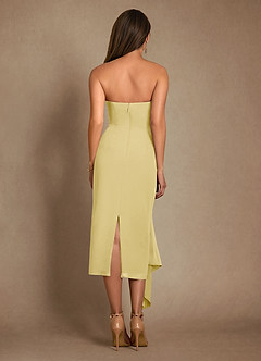 Azazie Dinanta Mother of the Bride Dresses Lemon Sorbet Column Pleated Chiffon Dress image3